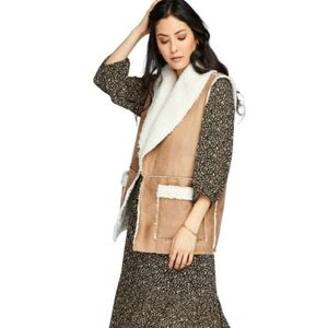 NWOT Gentle Fawn Eden Sherpa Lined Faux Suede Vest